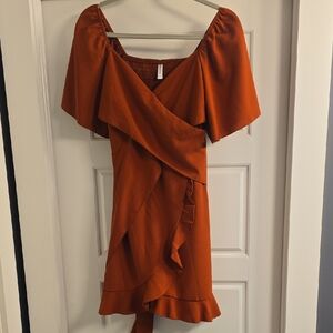 Orange Flutter Sleeve Midi Sundress